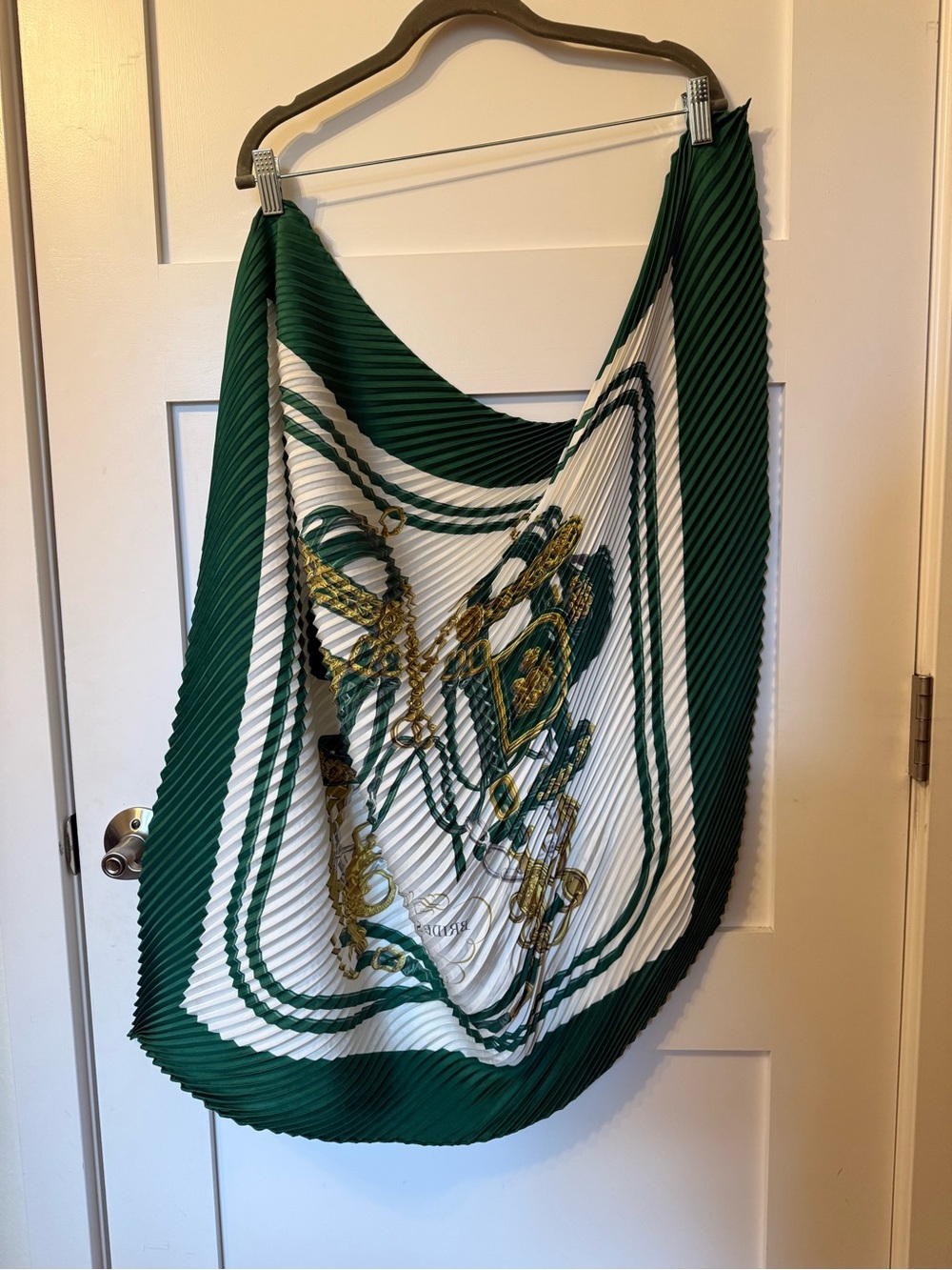 Hermes Brides De Gala 80s/90s Plisse Green Silk Scarf 90x90 Vintage Authentic - Picture 5 of 8
